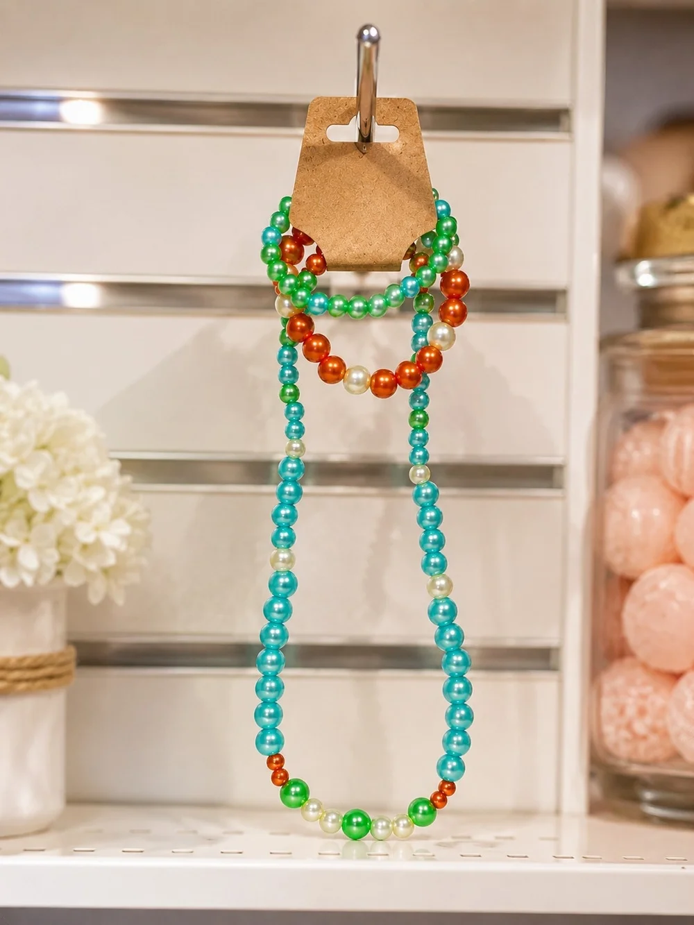 Handmade Kids Turquoise & Orange Beaded Jewelry Set | Necklace & 2 Bracelets